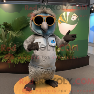 Grå Kiwi maskot kostume...