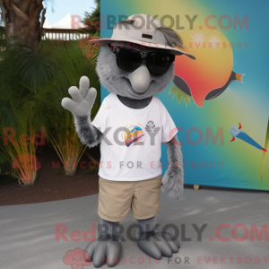 Gray Kiwi mascot costume...