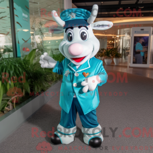 Cyan Cow-maskotdraktfigur...