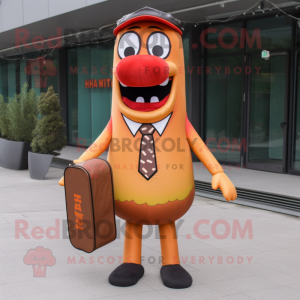 nan Hot Dog mascot costume character dressed with a Suit Jacket and Wallets