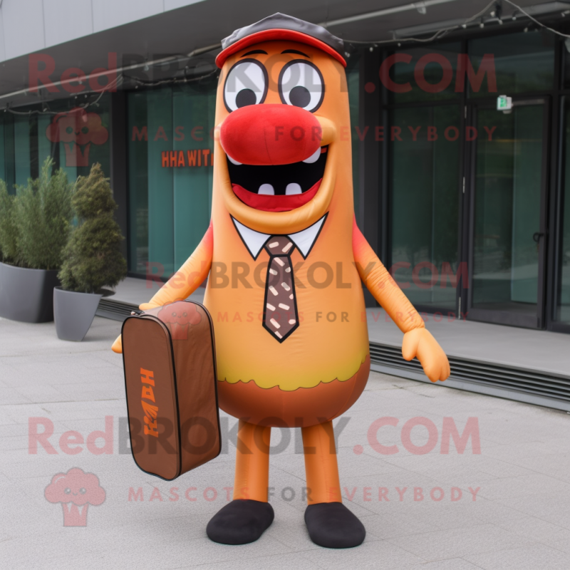 nan Hot Dog mascot costume character dressed with a Suit Jacket and Wallets nan Hot Dog mascot costume character dressed with a Suit Jacket and Wallets