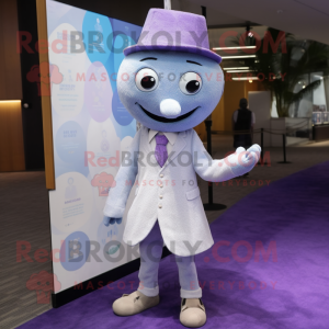 Lavender Ice mascot costume character dressed with a Suit and Anklets