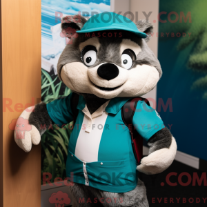 Teal Badger mascottekostuum...