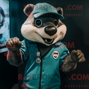Teal Badger mascottekostuum...
