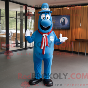 Blue Hot Dog mascot costume...