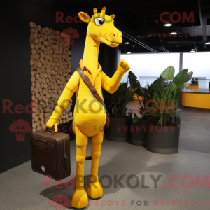 Gul Giraffe maskot drakt...
