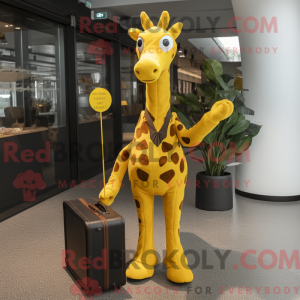 Gul Giraffe maskot drakt...
