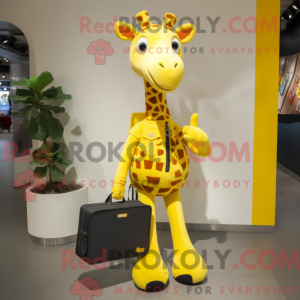 Gul Giraffe maskot drakt...