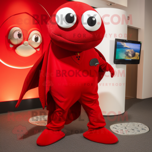 Red Stingray mascot costume character dressed with a Trousers and Coin purses