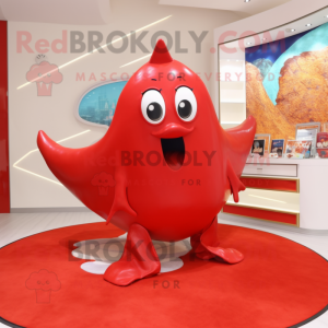 Red Stingray mascot costume character dressed with a Trousers and Coin purses