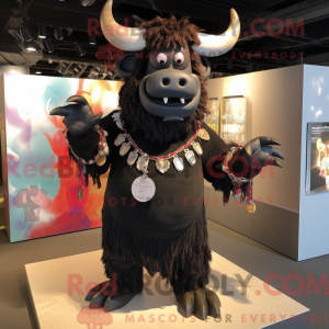 Svart Minotaur maskot drakt...