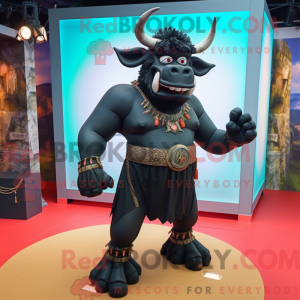 Svart Minotaur maskot drakt...