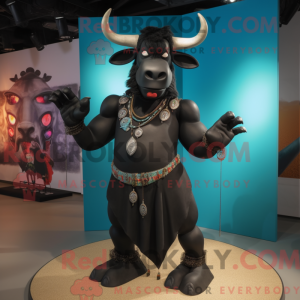 Svart Minotaur maskot drakt...