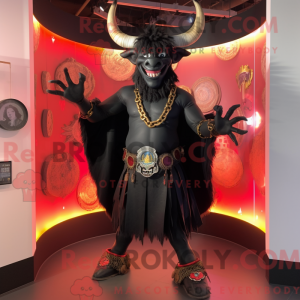 Svart Minotaur maskot drakt...