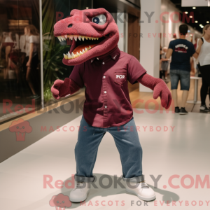 Maroon Tyrannosaurus mascot...
