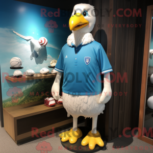 Cyan Seagull maskot kostume...