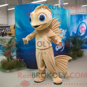 Beige Betta Fish maskot...
