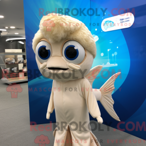 Beige Betta Fish maskot...