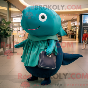 Teal Humpback Whale mascot...