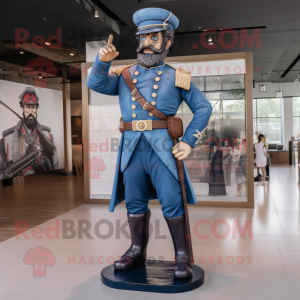 Cream Civil War Soldier mascot costume character dressed with a Denim Shirt and Smartwatches