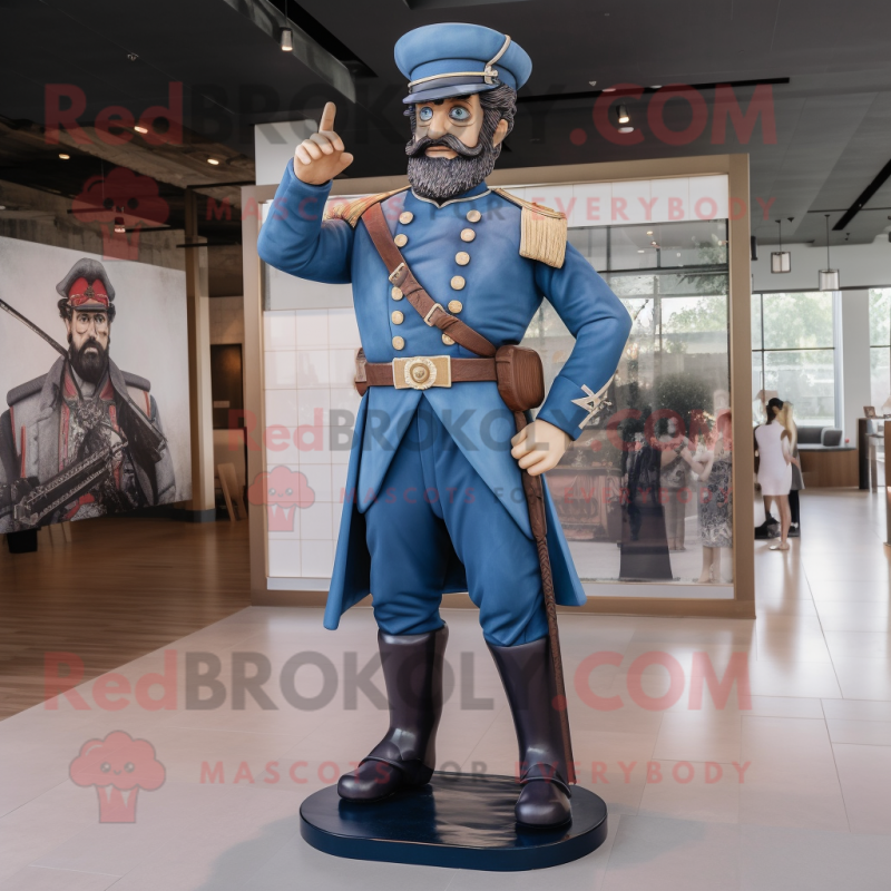 Cream Civil War Soldier mascot costume character dressed with a Denim Shirt and Smartwatches