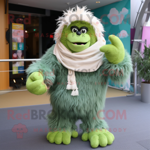 Groen Yeti mascotte kostuum...