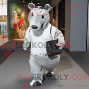 Sølv Tapir-maskotdraktfigur...