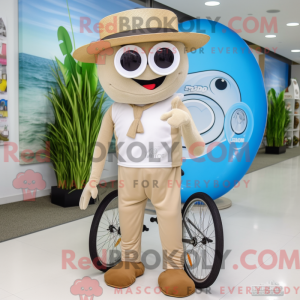 Beige Unicyclist mascot...