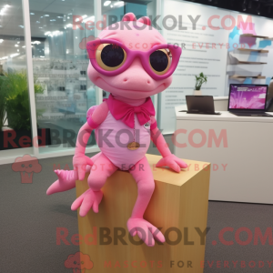 Roze gekko-mascottekostuum...