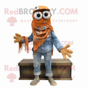 Rust Lasagna mascot costume character dressed with a Denim Shirt and Scarf clips