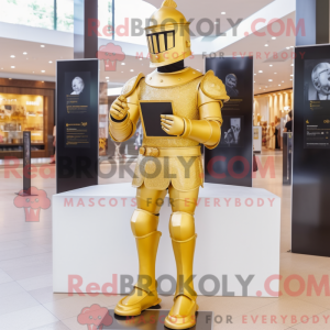 Gold Medieval Knight mascot...