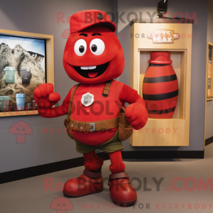 Rød Granat maskot kostume...