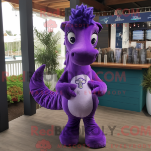 Purple Sea Horse mascot...