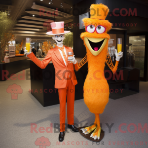 Orange Stilt Walker maskot...