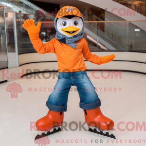 Oransje par skøyter maskot...