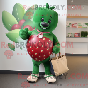 Grøn jordbær maskot kostume...