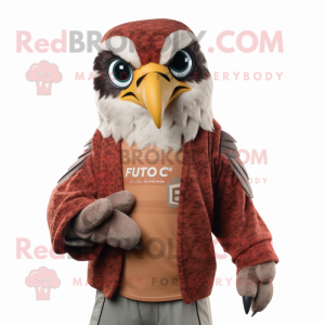 Rust Falcon mascot costume character dressed with a Sweater and Ties