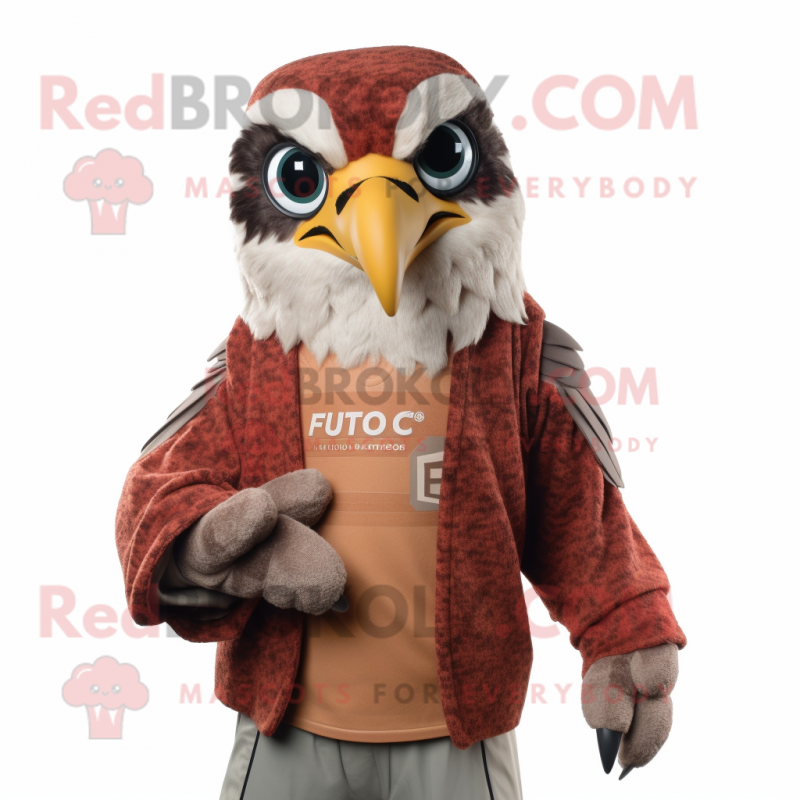 Rust Falcon mascot costume character dressed with a Sweater and Ties Rust Falcon mascot costume character dressed with a Sweater and Ties