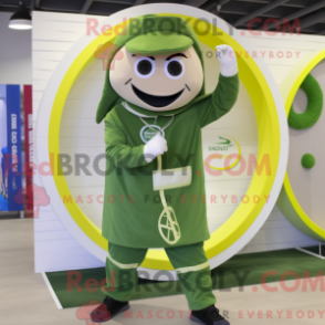 Olive Ring Master-maskotdräkt iklädd vindjacka och ringar - Ring Master Mascots - REBROKO_359644 - RedBrokoly.com