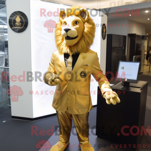 Gold Lion maskot kostume...