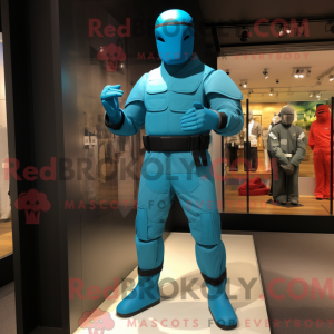 Cyan Gi Joe maskot kostume...