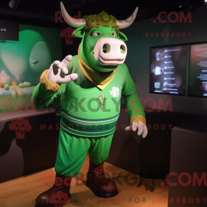 Green Bull-maskotdraktfigur...