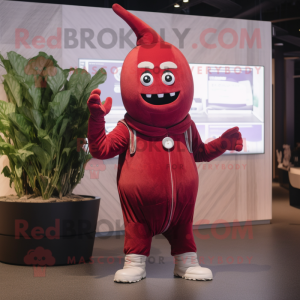 Rödröd rädisa maskot kostym...
