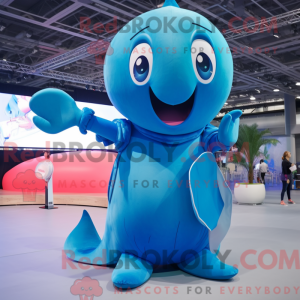 Cyan Blue Whale mascot...