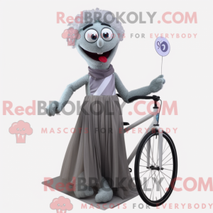 Grå Unicyclist maskot drakt...