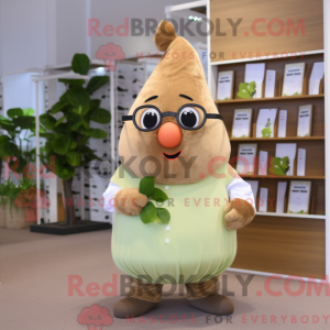 Tan Pear maskotdraktfigur...