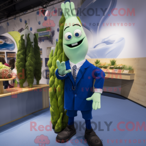 Blå asparges maskot kostyme...