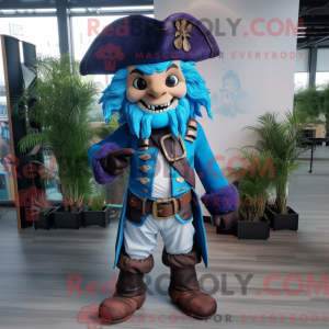Blue Pirate mascot costume...