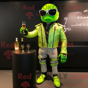 Limegrøn Champagne maskot...