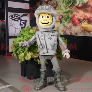Grå Caesar Salad Maskot...